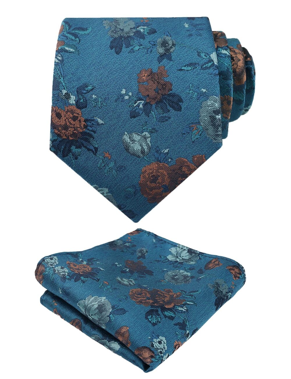 2849 3.15inches Flower Patterned Tie with Floral Printed Pocket Square